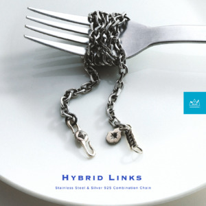 【1.23 in stock】 HYBRID LINKS – Stainless Steel & Silver 925 Chain